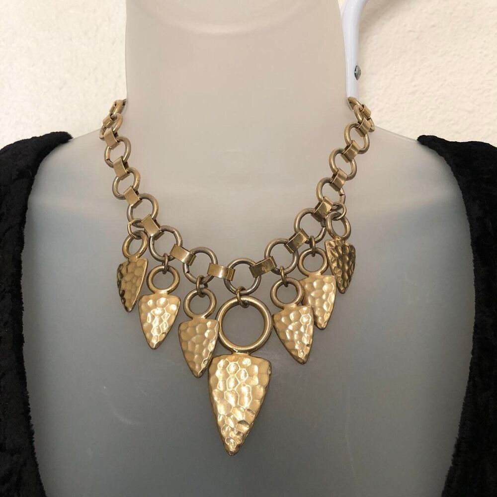 Gold Arrowhead Statement Piece Waterfall Bib Neck… - image 1